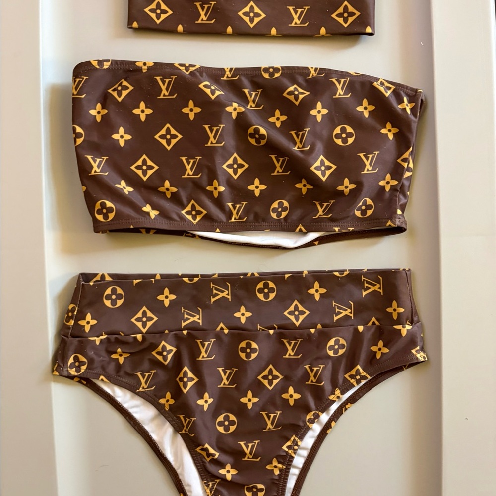 Monogram padded Swim Set with headband